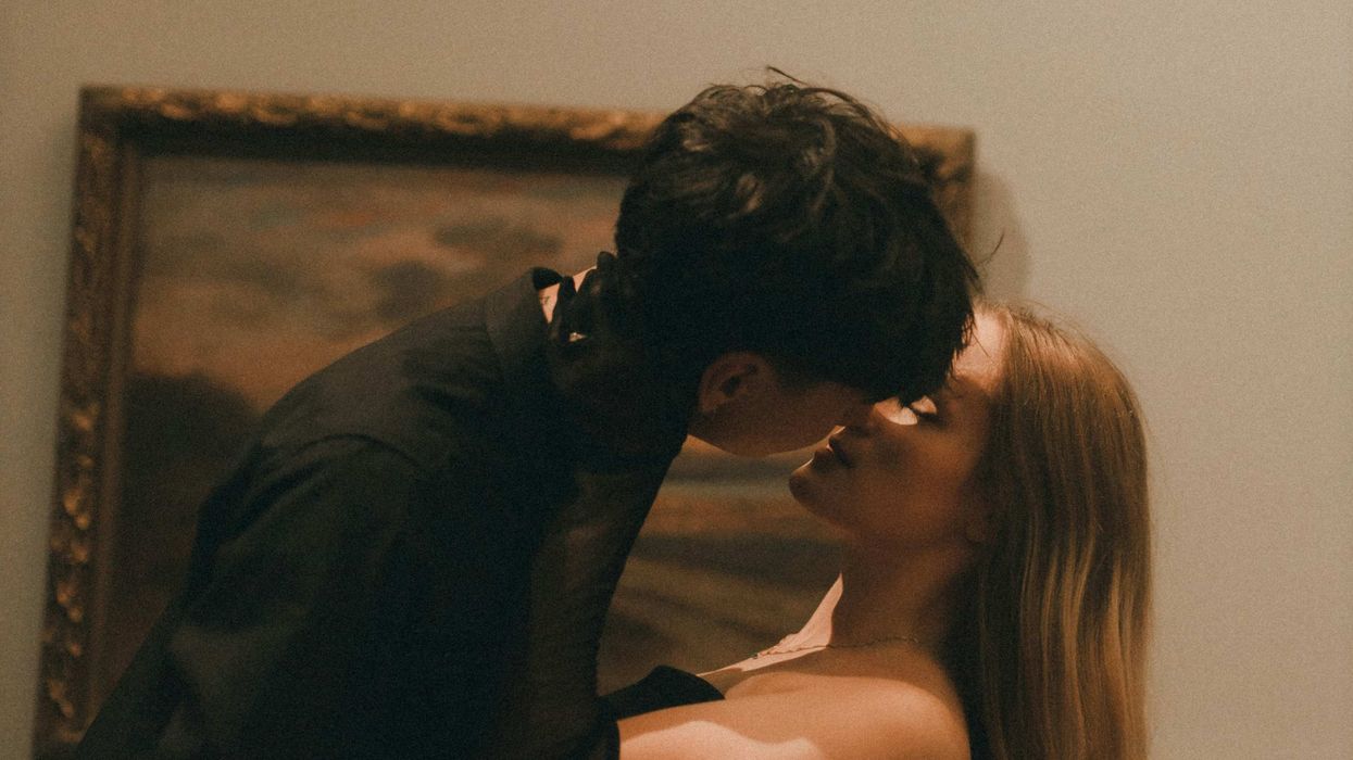 Two people about to kiss