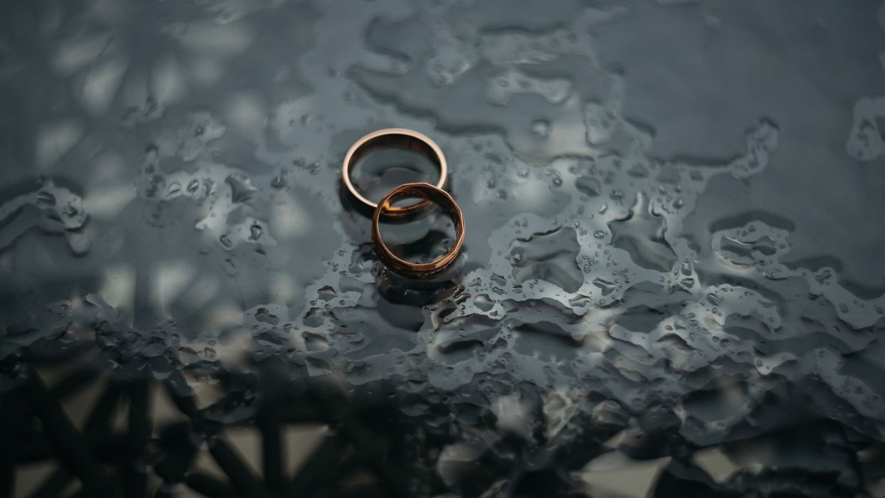 two wedding rings in the water
