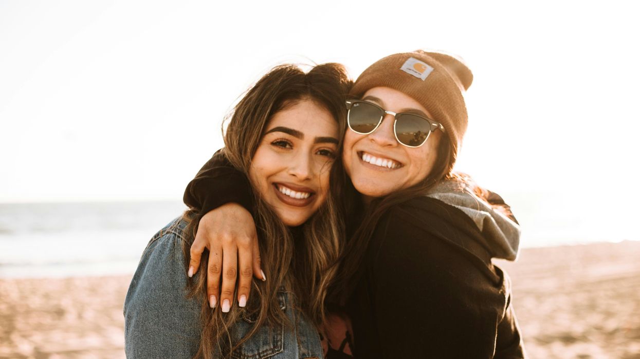 Two women hugging