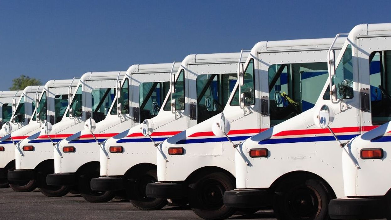 USPS trucks lined up