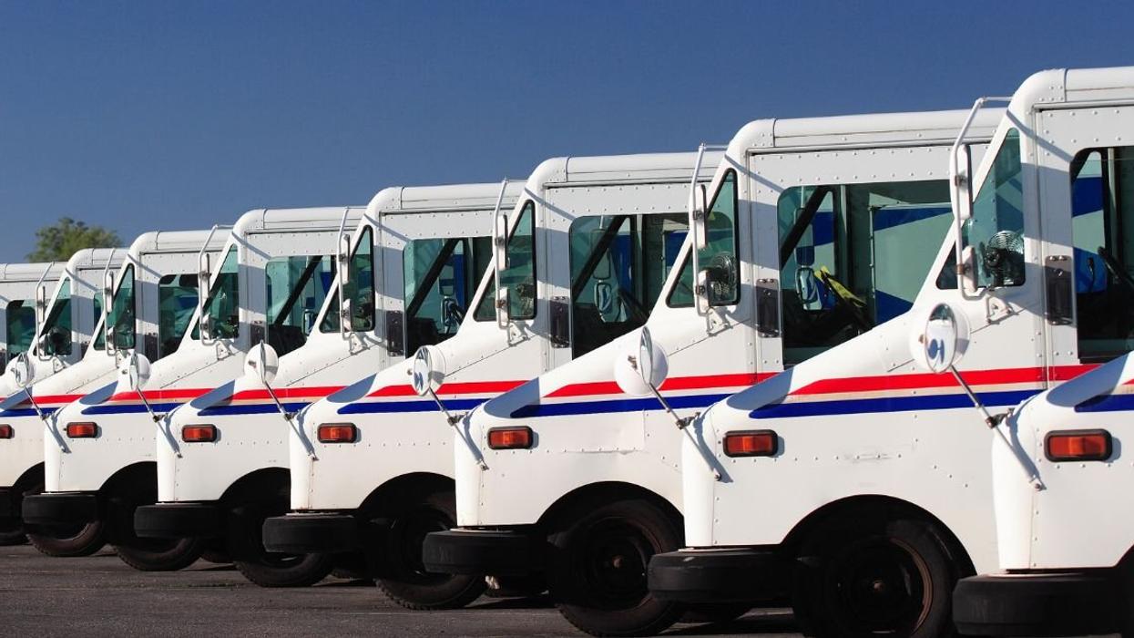 USPS trucks lined up