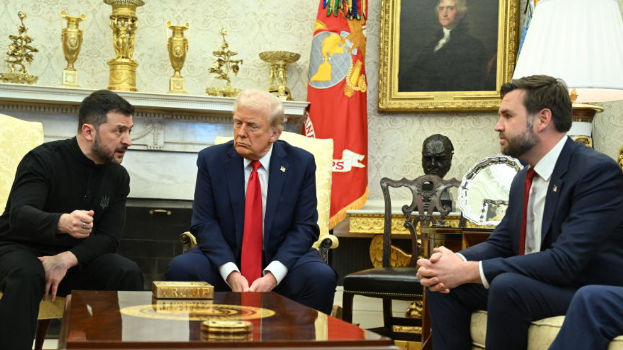 Volodymyr Zelenskyy, Donald Trump, and J.D. Vance during meeting