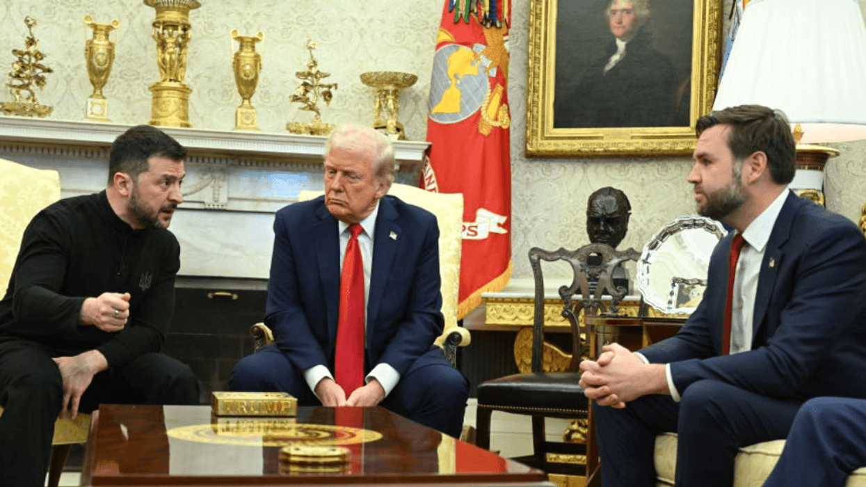 Volodymyr Zelenskyy, Donald Trump, and J.D. Vance during meeting