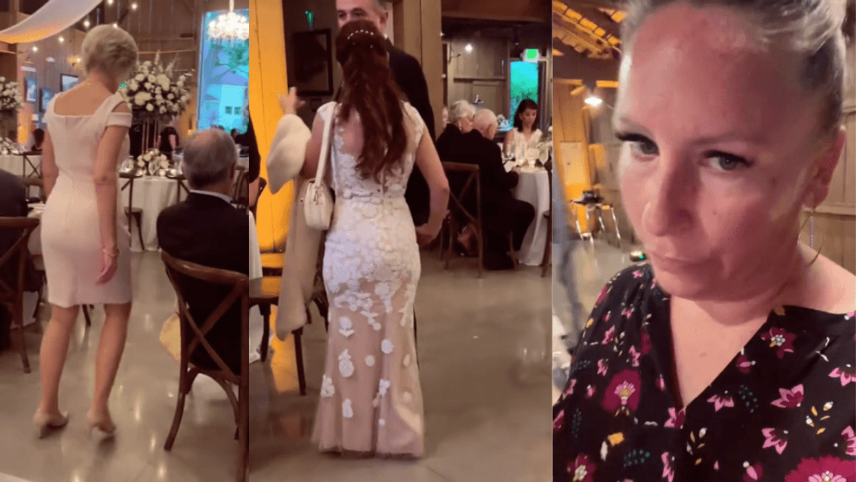 Wedding planner noting people wearing white at someone else's wedding