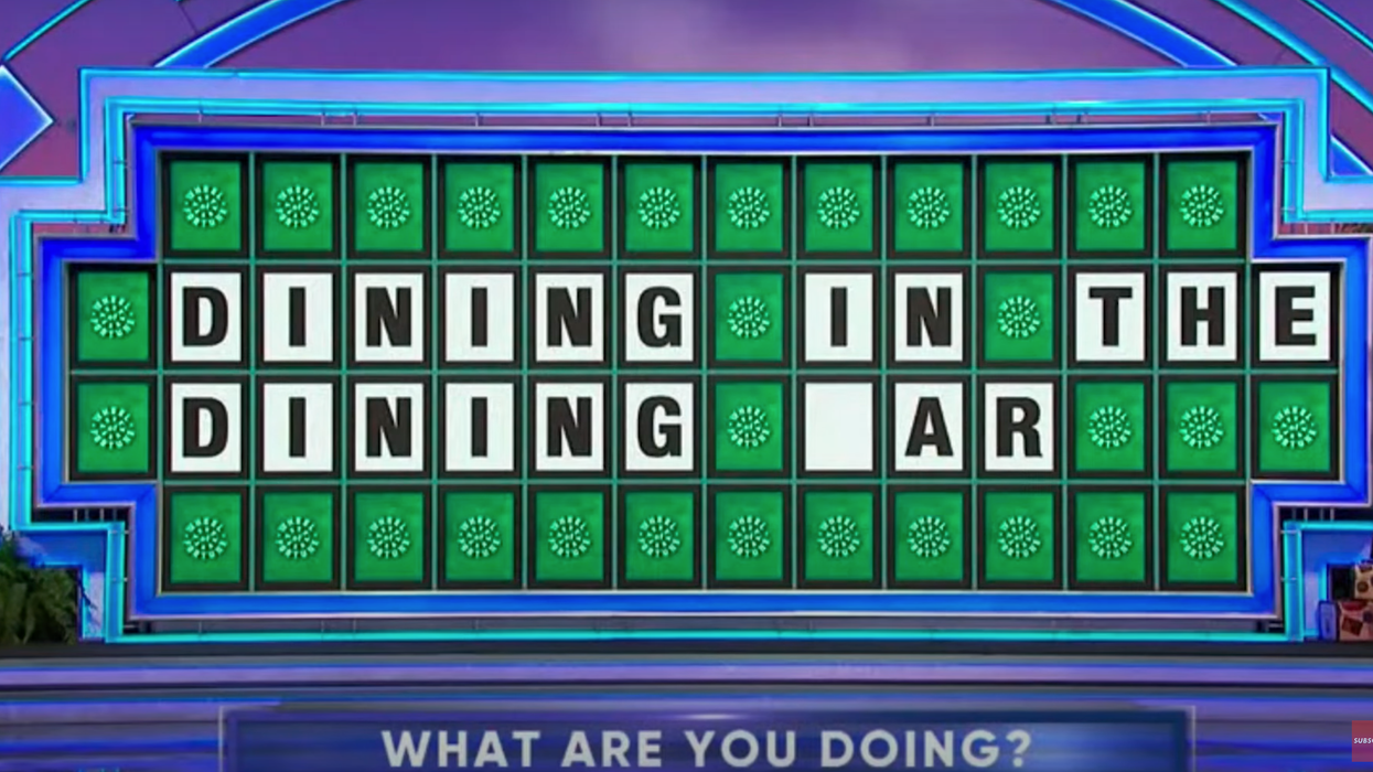 'Wheel of Fortune' puzzle with one letter left