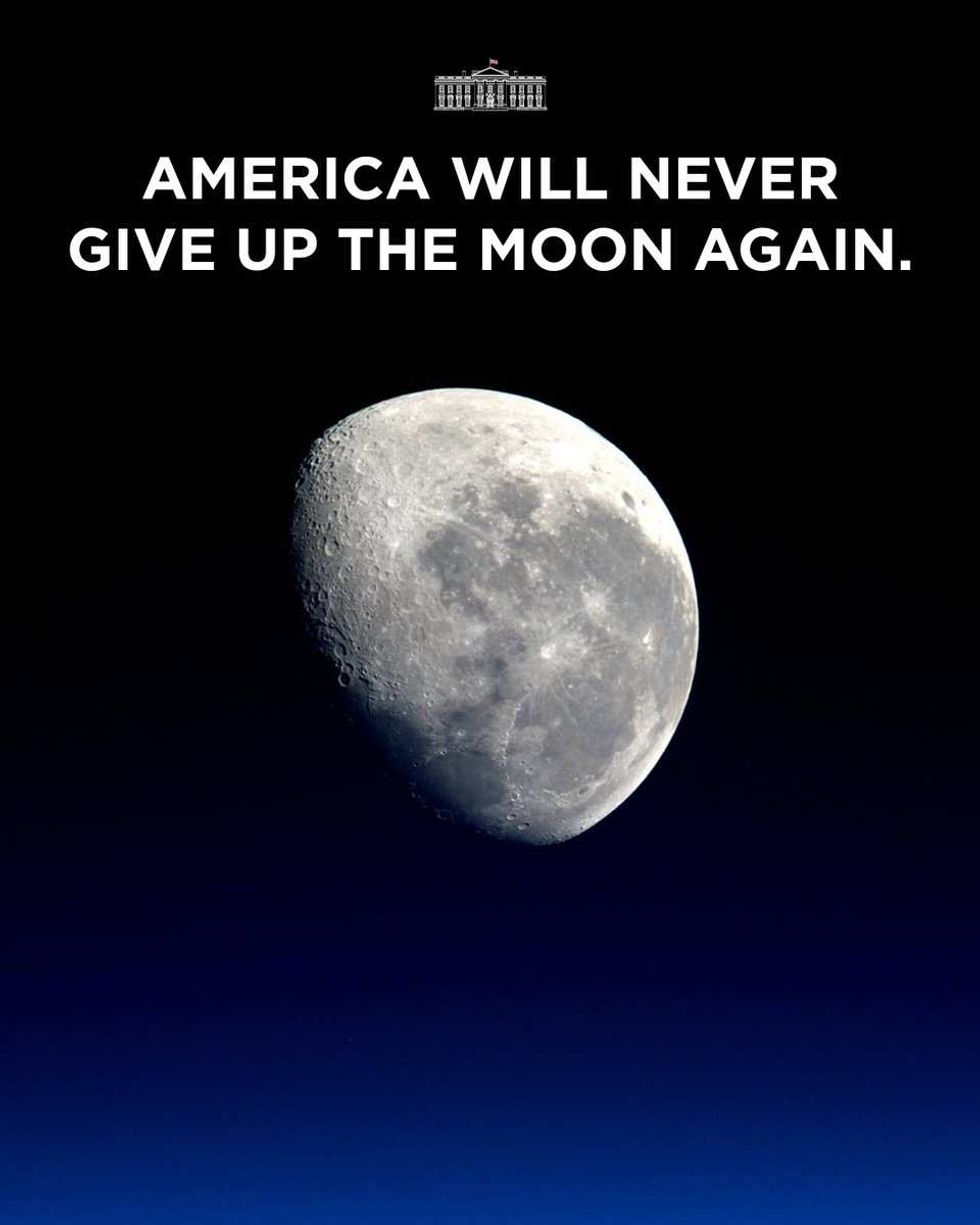 White House graphic about America "never giving up" on the moon