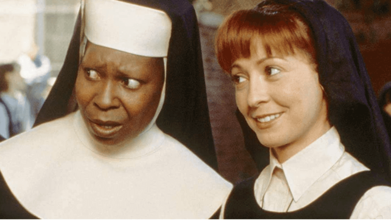 Whoopi Goldberg and Wendy Makkena in "Sister Act".