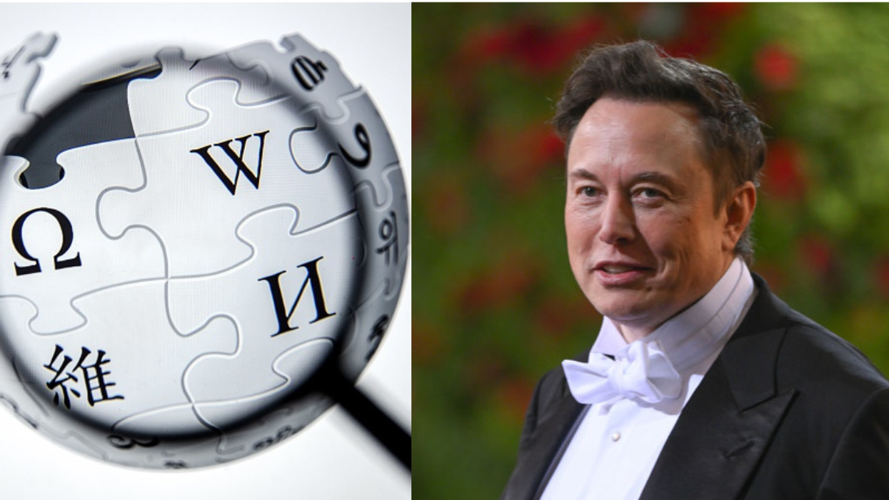 Wikipedia logo; Elon Musk