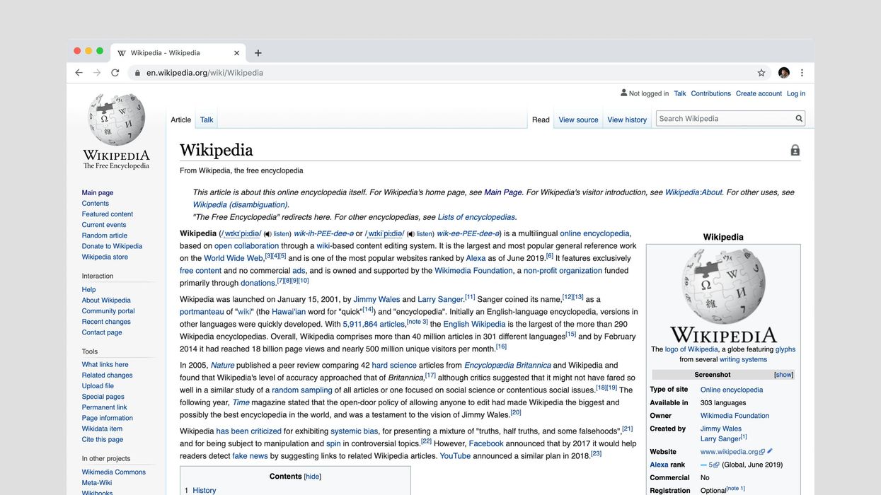 Wikipedia page screenshot