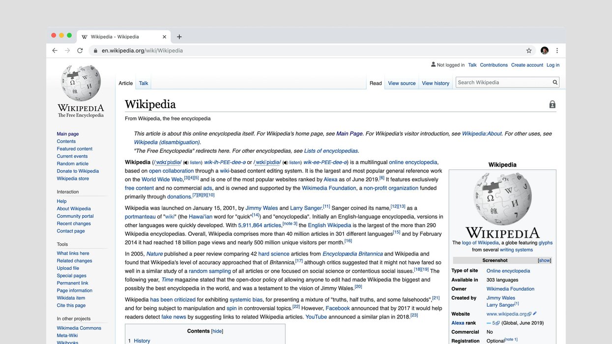 Wikipedia page screenshot