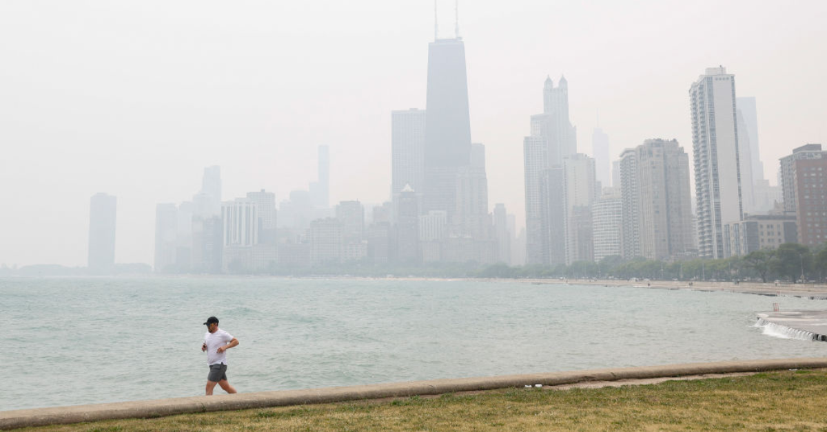 Wildfire smoke over Chicago, Illinois