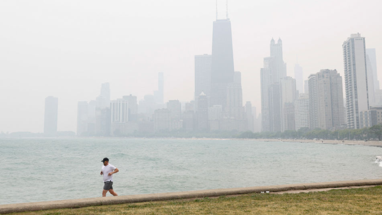 Wildfire smoke over Chicago, Illinois