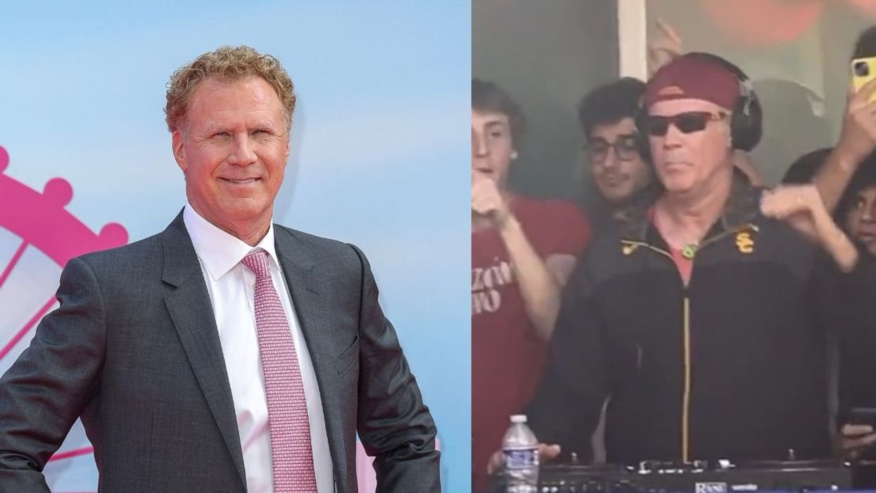 Will Ferrell; Screenshot of Will Ferrell in sunglasses and DJing
