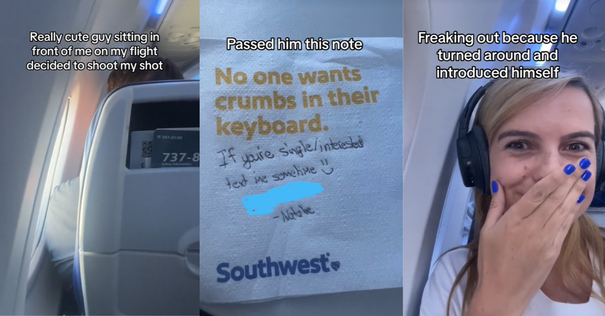 Woman asks cute guy out on flight
