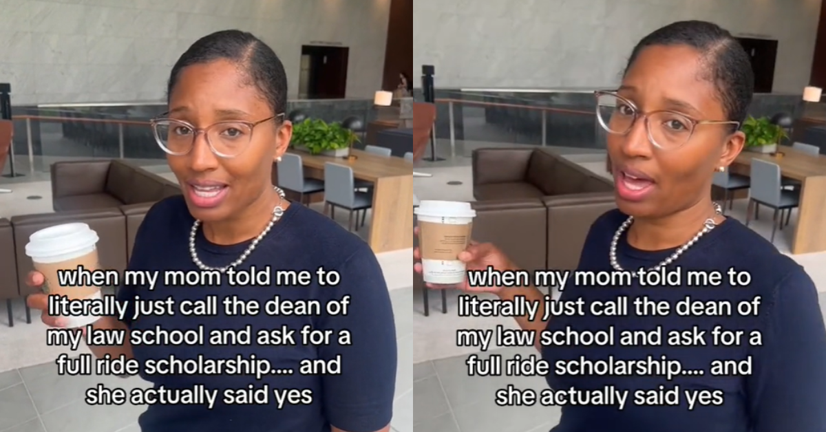 Woman explains how she received a college scholarship by asking for it