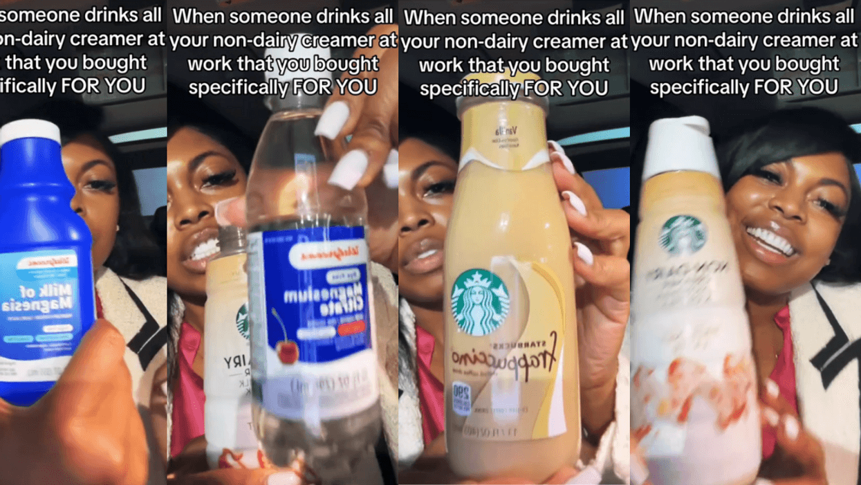 Woman getting revenge on coworkers who drank her non-dairy coffee creamer