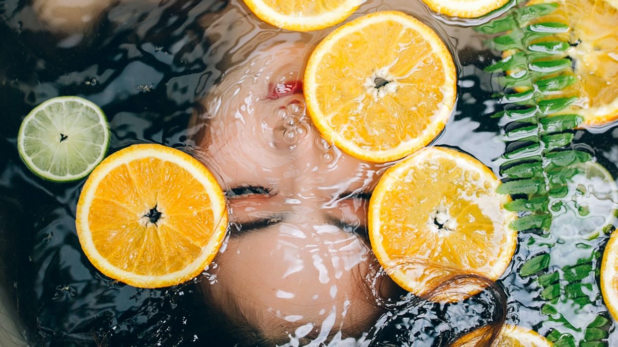 Woman in herbal bath