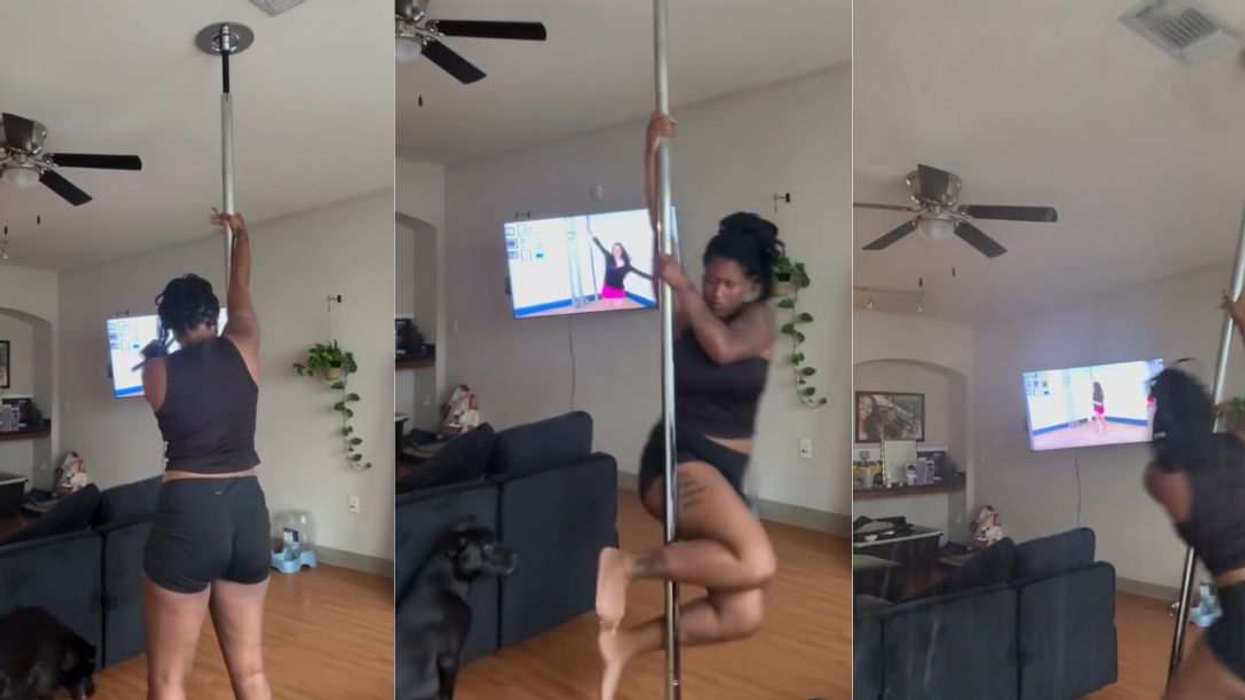 Woman's pole-dancing mishap