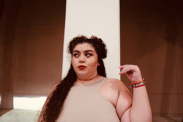 Woman side-eyeing someone