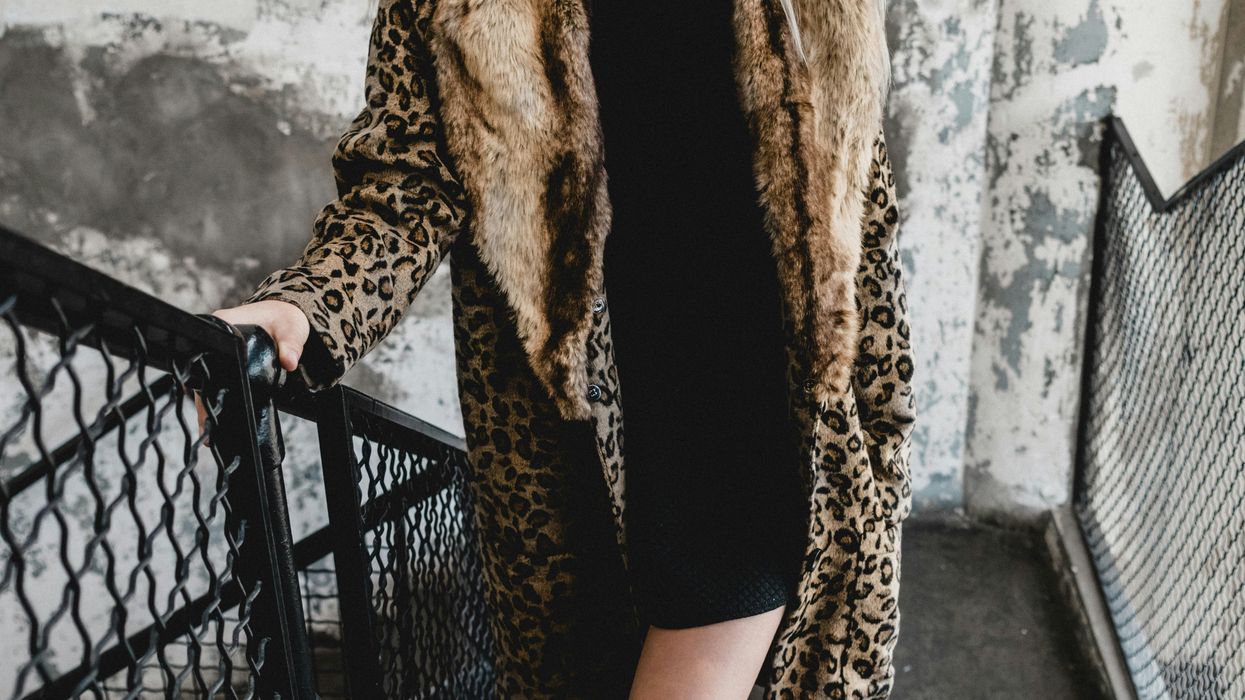 Woman wearing fur coat