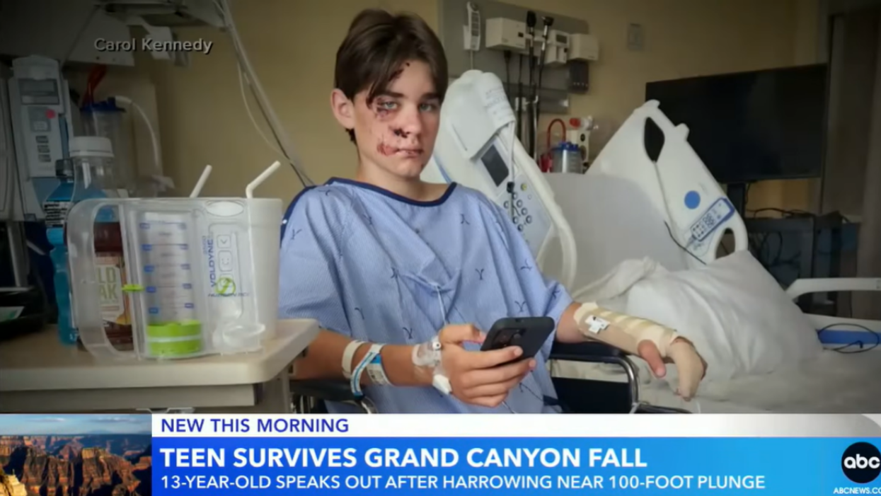 Wyatt Kauffman after falling 100 feet into Grand Canyon
