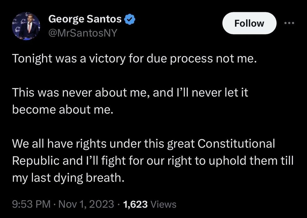 X screenshot of George Santos' post