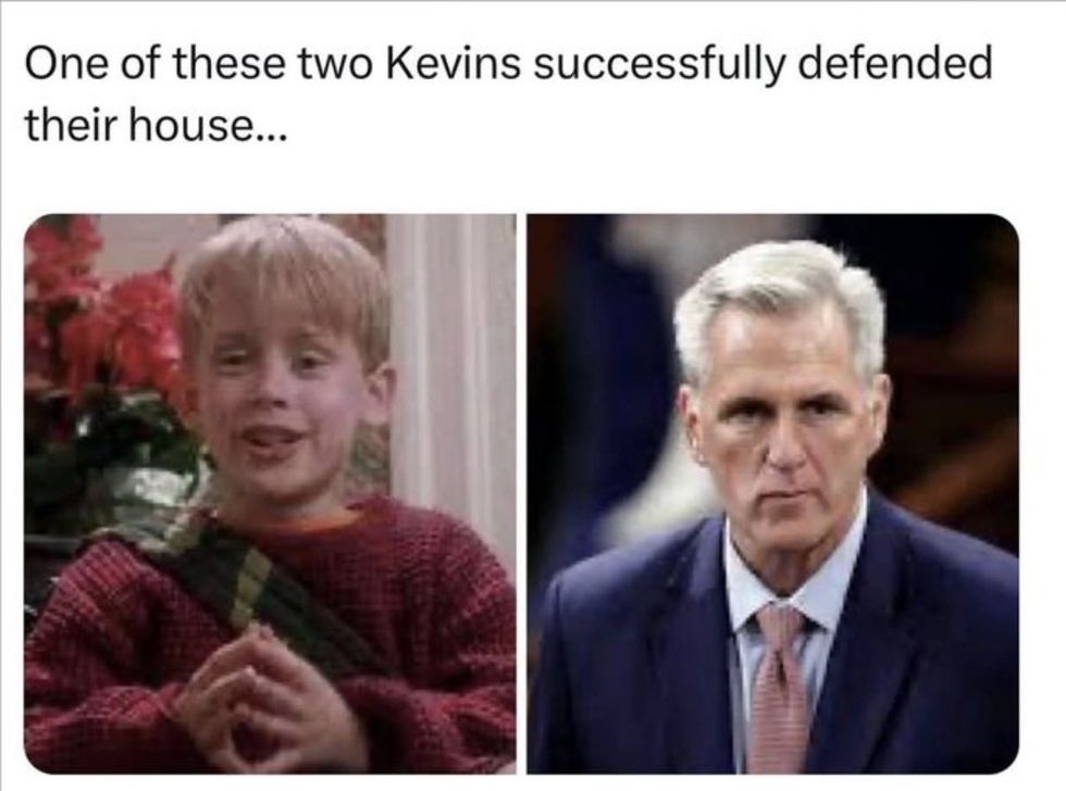 X screenshot of "Home Alone"-themed meme about Kevin McCarthy's ouster
