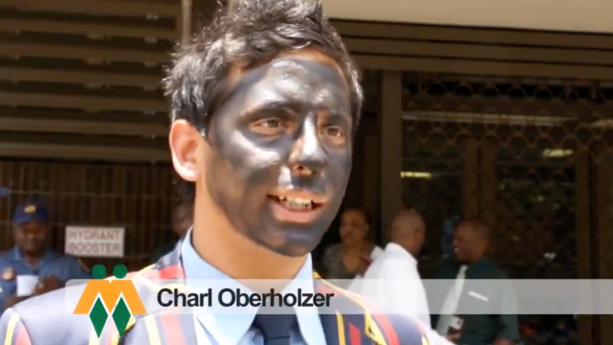 X screenshot of South African student wearing blackface