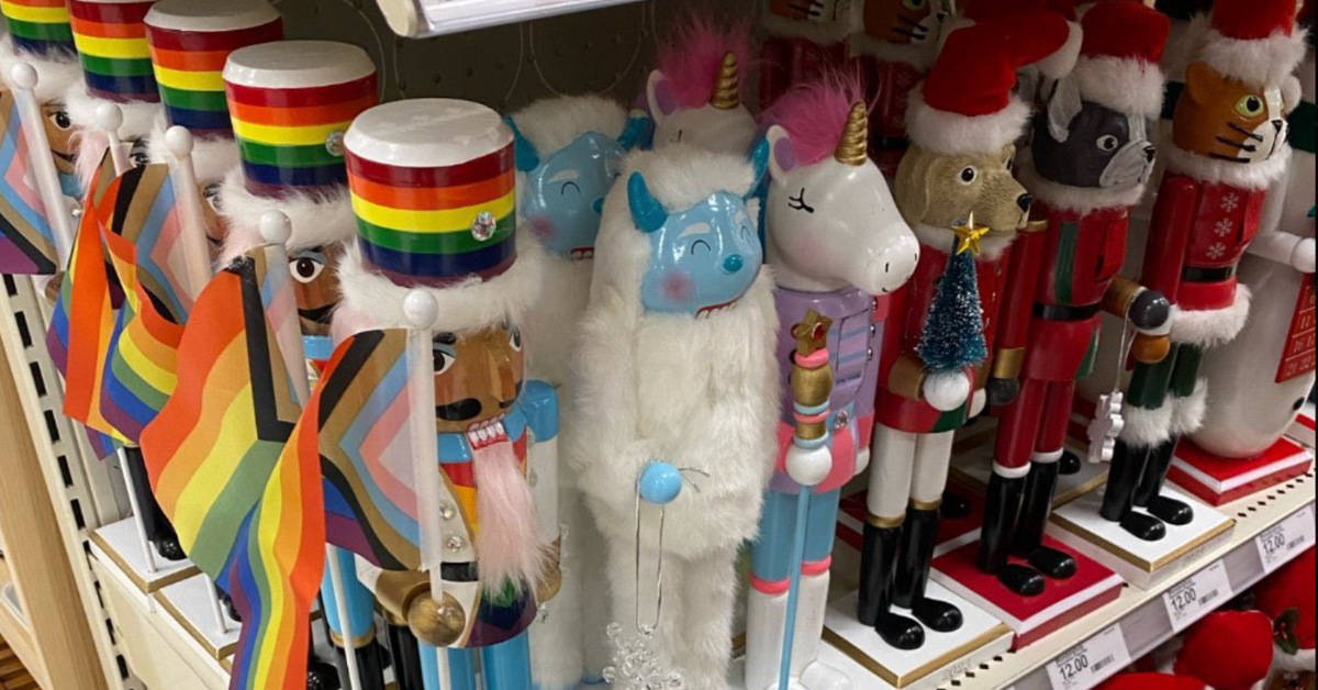 X screenshot of Target's Pride and Christmas decorations