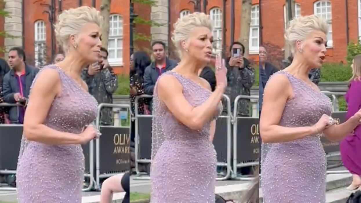 X screenshots of Hannah Waddingham addressing photographer