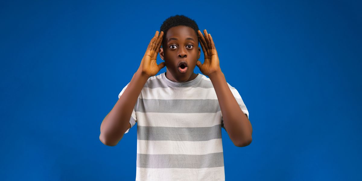 Young man with shocked expression