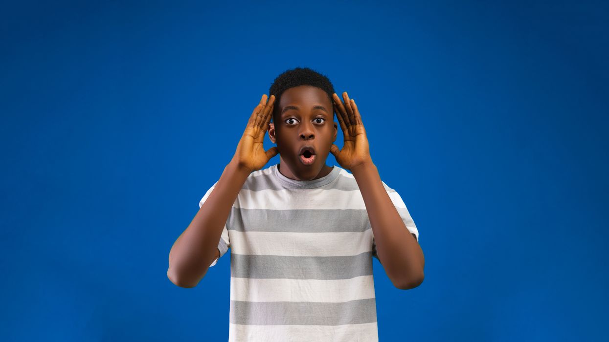 Young man with shocked expression