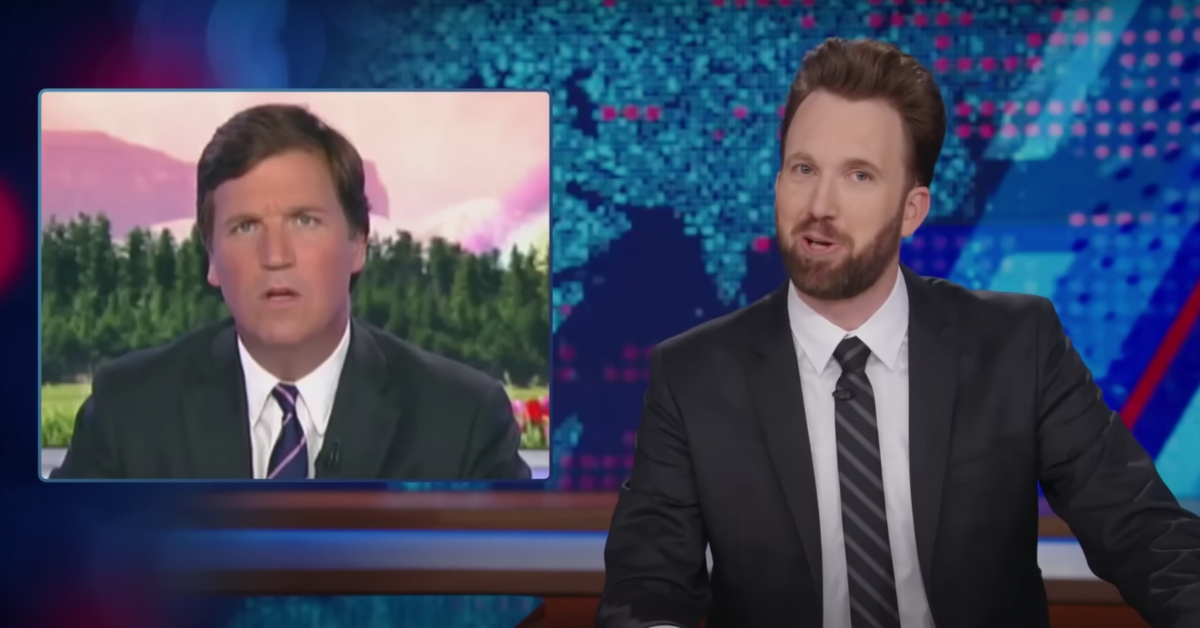 YouTube screenshot of Jordan Klepper responding to Fox News' settlement on "The Daily Show"