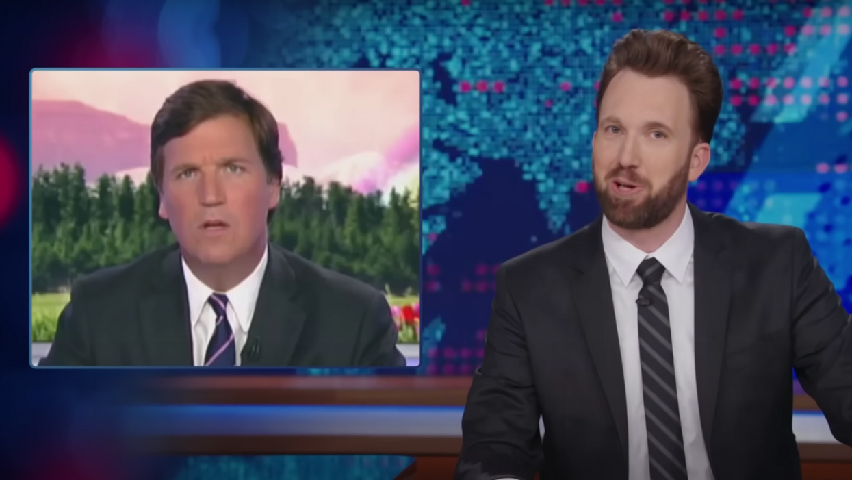 YouTube screenshot of Jordan Klepper responding to Fox News' settlement on "The Daily Show"