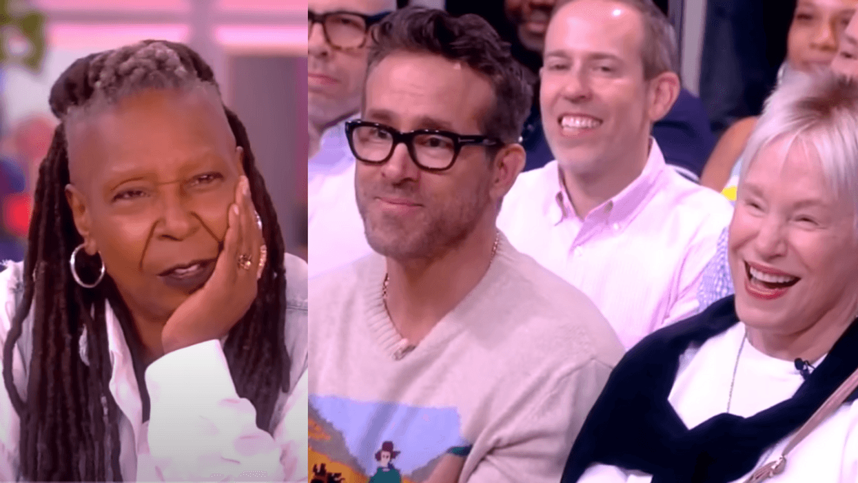 YouTube screenshot of Whoopi Goldberg; YouTube screenshot of Ryan Reynolds and his mother