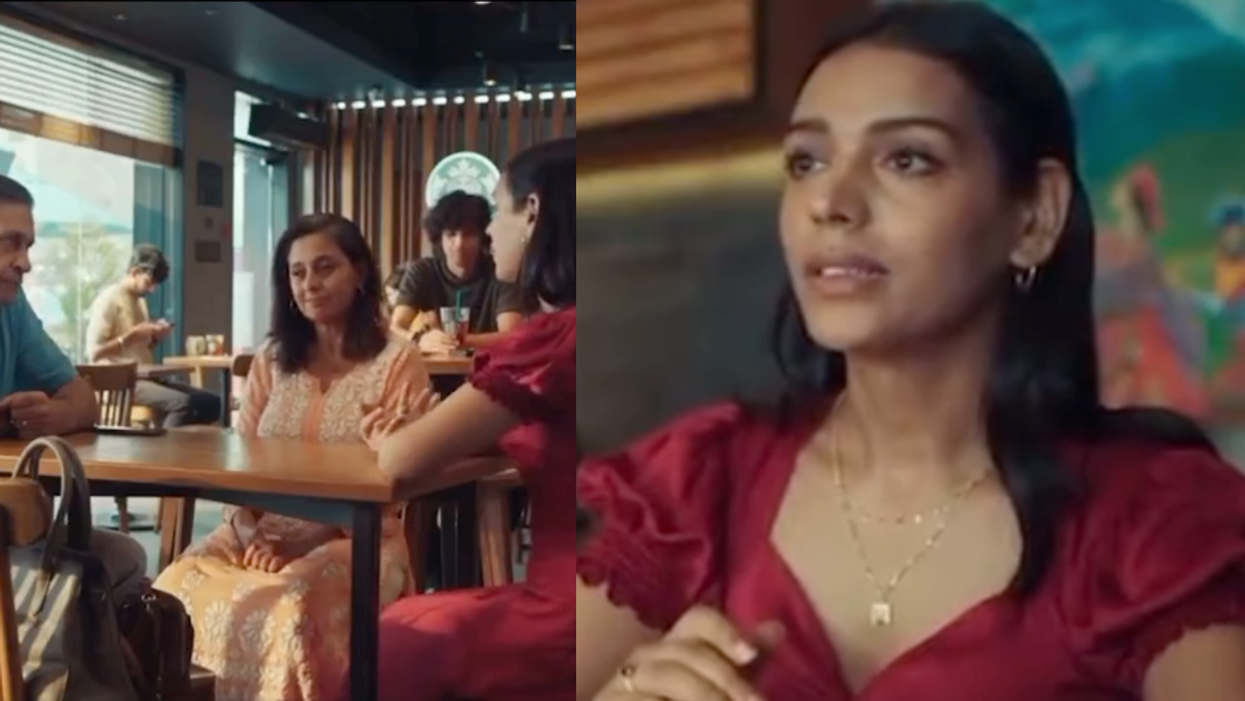YouTube screenshots from Starbucks India's ad featuring a transgender woman