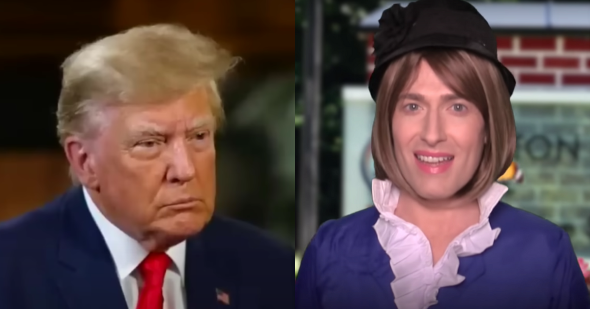 YouTube screenshots of Donald Trump and Randy Rainbow from "Don't Arraign on My Parade" parody video