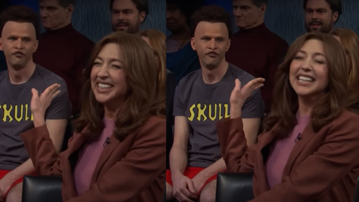 YouTube screenshots of Mikey Day and Heidi Gardner on 'SNL'