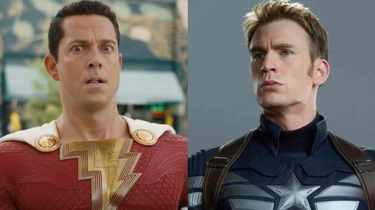 Zachary Levi as Shazam; Chris Evans as Captain America