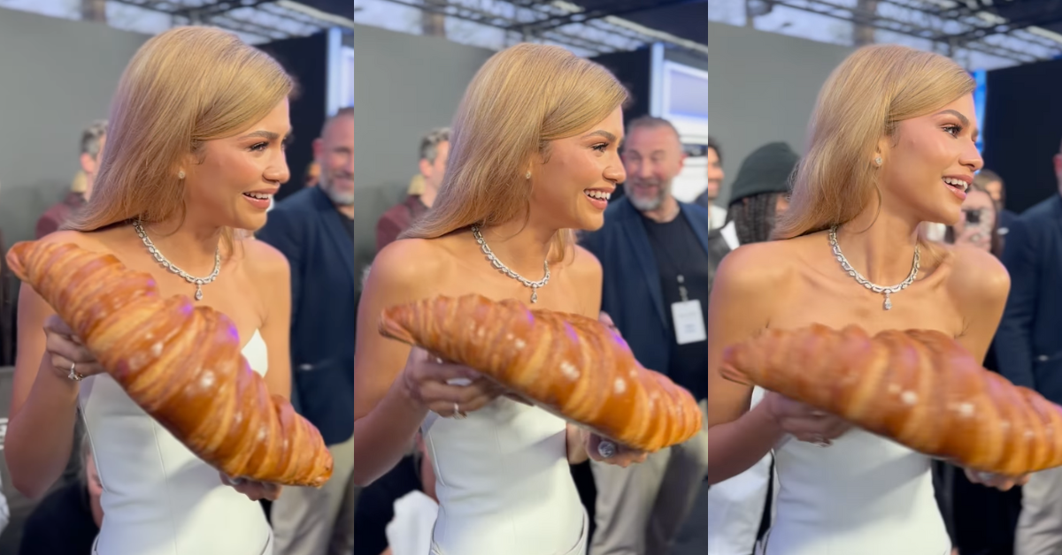 Zendaya with giant croissant